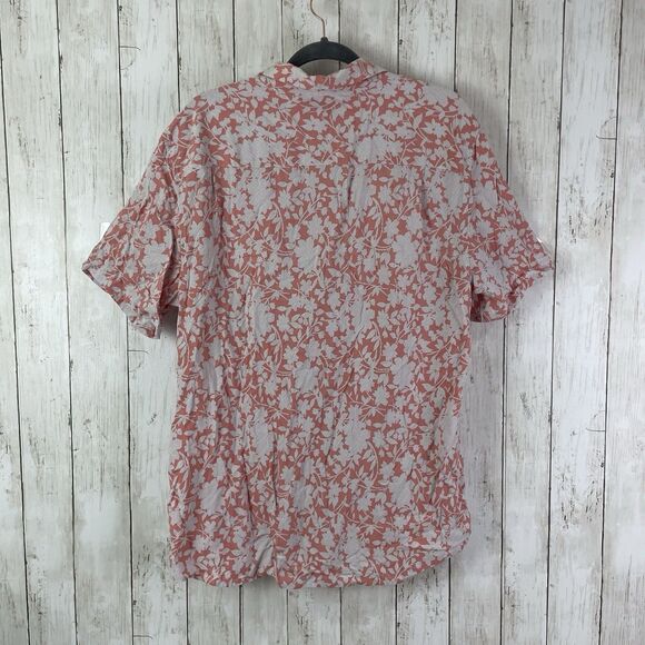 A-Frame Shirt Mens XL Slim Short Sleeve Button Up Pinky /Peach Floral NWT - Picture 6 of 8